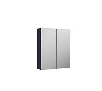 nuie OFF2917 Arno Modern Bathroom Wall Hung 2 Soft Close Door Mirror Cabinet Unit, 600mm, Satin Midnight Blue
