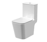 Nuie Orlen Rimless Open Back Close Coupled Toilet with Soft Close Toilet Seat | White | Vitreous China | 365mm x 785mm x 650mm