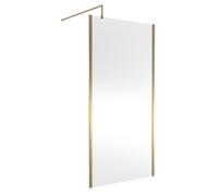 Nuie Outer Framed Wetroom Shower Screen with Support Bar | Brushed Brass | Glass/Aluminium | 1000mm x 1850mm