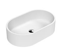 nuie NBV269 Luxe Vessel Modern Bathroom Oval Countertop Vessel Basin Sink, 145 x 565 x 350mm, Matt White