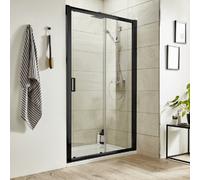 Nuie Pacific 1000mm Matt Black Framed Sliding Shower Door - 6mm Toughened Safety Glass, Reversible