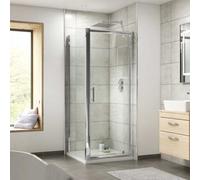 Nuie Pacific 760mm Chrome Semi-Frameless Shower Side Panel - 6mm Toughened Glass, 1850mm Height, Adjustable 725-750mm