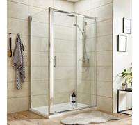 Nuie Pacific Chrome Sliding Door Shower Enclosure 1700 X 760mm - 6mm Toughened Glass, 1850mm High