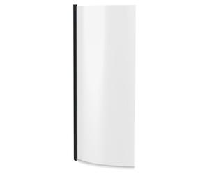Nuie Pacific Curved P Shape Shower Bath Screen | Matt Black | Glass/Aluminium | 720mm