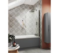 Nuie Pacific Hinged Round Straight Bath Screen | Brushed Pewter | Aluminium | 790mm