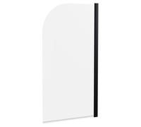 Nuie Pacific Hinged Round Straight Bath Screen | Matt Black | Glass/Aluminium | 790mm