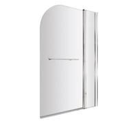 Nuie Pacific Hinged Round Straight Bath Screen with Fixed Panel and Towel Rail | Chrome | Glass/Aluminium | 1000mm