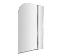Nuie Pacific Hinged Round Straight Bath Screen with Fixed Panel | Chrome | Glass/Aluminium | 790mm
