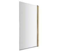 Nuie Pacific Hinged Square Straight Bath Screen | Brushed Brass | Glass/Aluminium | 790mm