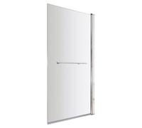 Nuie Pacific Hinged Square Straight Bath Screen with Towel Rail | Chrome | Glass/Aluminium | 790mm