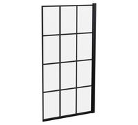 Nuie Pacific Inner Framed Hinged Square Straight Bath Screen | Matt Black | Glass/Aluminium | 790mm