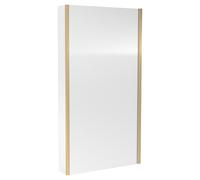 Nuie Pacific L Shaped Shower Bath Screen with Fixed Return | Brushed Brass | Glass/Aluminium | 815mm