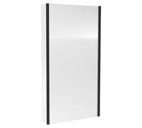 Nuie Pacific L Shaped Shower Bath Screen with Fixed Return | Matt Black | Glass/Aluminium | 815mm