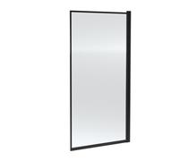 Nuie Pacific Outer Framed Hinged Square Straight Bath Screen | Matt Black | Aluminium | 790mm