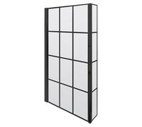 Nuie Pacific Square Framed L Shaped Shower Bath Screen with Fixed Return | Matt Black | Glass/Aluminium | 795mm x 1430mm x 24mm
