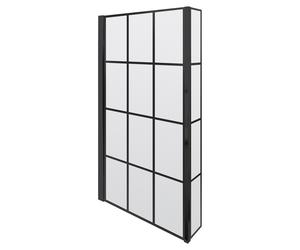Nuie Pacific Square Framed L Shaped Shower Bath Screen with Fixed Return | Matt Black | Glass/Aluminium | 795mm x 1430mm x 24mm