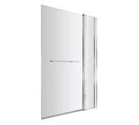Nuie Pacific Square Straight Bath Screen with Fixed Panel and Towel Rail | Chrome | Aluminium/Glass | 1000mm