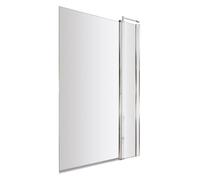 Nuie Pacific Square Straight Bath Screen with Fixed Panel | Chrome | Glass/Metal | 1000mm