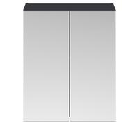 Nuie Parade 2 Door Mirrored Cabinet | Soft Black | Glass/Aluminium | 600mm
