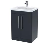 Parade Floor Standing 2 Door Vanity Unit With Ceramic Basin Soft Black