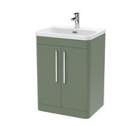 Nuie Parade 2 Door Vanity Unit and Thin Edge Basin | Satin Green | MFC | 600mm