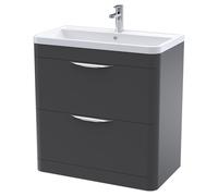 Parade Floor Standing 2 Drawer Vanity Unit With Ceramic Basin Soft Black