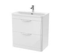 Nuie Parade 2 Drawer Vanity Unit and Thin Edge Basin | Gloss White | MFC | 800mm