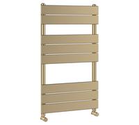 Nuie Piazza 400 Watt Electric Heated Towel Rail | Brushed Brass | Steel | 840mm x 500mm