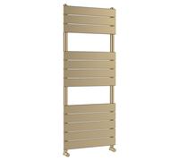 Nuie Piazza 600 Watt Electric Heated Towel Rail | Brushed Brass | Steel | 1213mm x 500mm