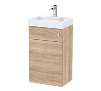 nuie PRC3045CB Athena 2 in 1 Modern Bathroom Cloakroom Floor Standing 2 in 1 WC Vanity Unit with Basin, 500mm, Bleached Oak Woodgrain