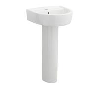 Nuie Provost Basin and Full Pedestal | White | Ceramic | 420mm