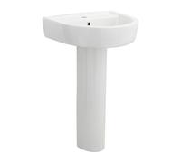 Nuie Provost Basin and Full Pedestal | White | Ceramic | 520mm
