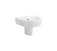 Nuie Provost Basin and Semi Pedestal | White | Ceramic | 420mm
