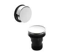 Nuie Push Button Inset Bath Waste with Overflow | Chrome | Brass | 70mm x 70mm x 70mm