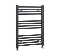 Nuie Radiator MTY103 | Modern Bathroom Vertical Heated Ladder Towel Straight Rails, 700mm x 500mm, Anthracite, Set of 2 Pieces