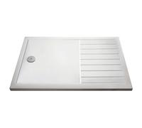 Nuie Rectangular Walk In Shower Tray with Centre Edge Waste | White | Acrylic/Stone Resin | 1700mm x 800mm
