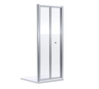 Nuie Rene Bi-Fold Shower Door, Aluminium Framed Folding Glass Shower Screen Over Bath, Reversible Design In Chrome, 1900 X 700mm