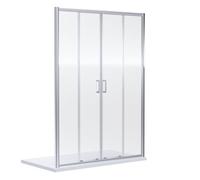 Nuie Rene Double Sliding Shower Door, Durable Toughened Glass Shower Screens, Shower Accessories In Chrome Finish, 1900 X 1400mm