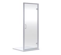 Nuie Rene Hinged Shower Door, Durable Aluminium Semi-Frameless Glass Shower Screen, Fixed Enclosure In Chrome, 1900 X 760mm