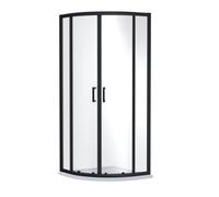 Nuie Rene Offset Quadrant Shower Enclosure, Toughened Glass Sliding Shower Doors With Reversible Design In Matt Black, 900 X 900mm