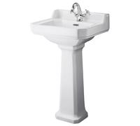 Nuie Richmond Traditional Wash Basins Full Pedestal Bathroom Sink White Ceramic