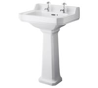 Nuie Richmond Traditional Wash Basins Full Pedestal Bathroom Sink White Ceramic