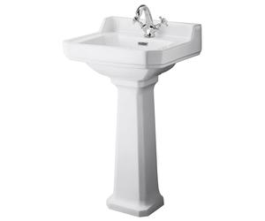 Nuie Richmond Traditional Wash Basins Full Pedestal Bathroom Sink White Ceramic