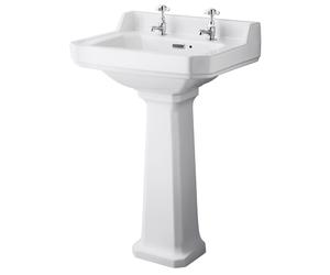 Nuie Richmond Traditional Wash Basins Full Pedestal Bathroom Sink White Ceramic