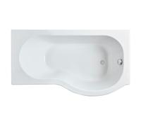 Nuie Right Hand P Shape Shower Bath | White | Acrylic | 1500mm x 850mm