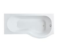 Nuie Right Hand P Shape Shower Bath | White | Acrylic | 1700mm x 850mm