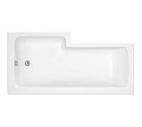 Nuie Right Hand Square Shower Bath | White | Acrylic | 1700mm x 850mm