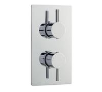 Nuie Round Concealed Twin Thermostatic Shower Valve with 2 Outlet and Diverter | Chrome | Brass | 120mm x 215mm x 215mm