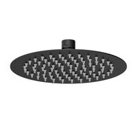 Nuie Round Fixed Shower Head | Matt Black | Stainless Steel | 200mm