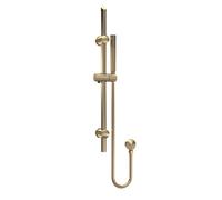 Nuie Round Shower Slide Rail Kit with Outlet Elbow | Brushed Brass | 140mm x 740mm x 76mm